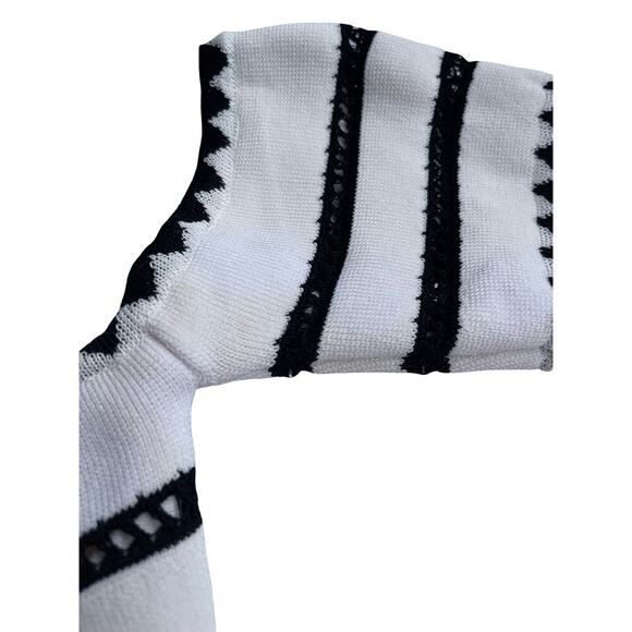 Ronny Kobo White Black Off Shoulder Stretchy Knit Top - Size XS - Picture 9 of 12